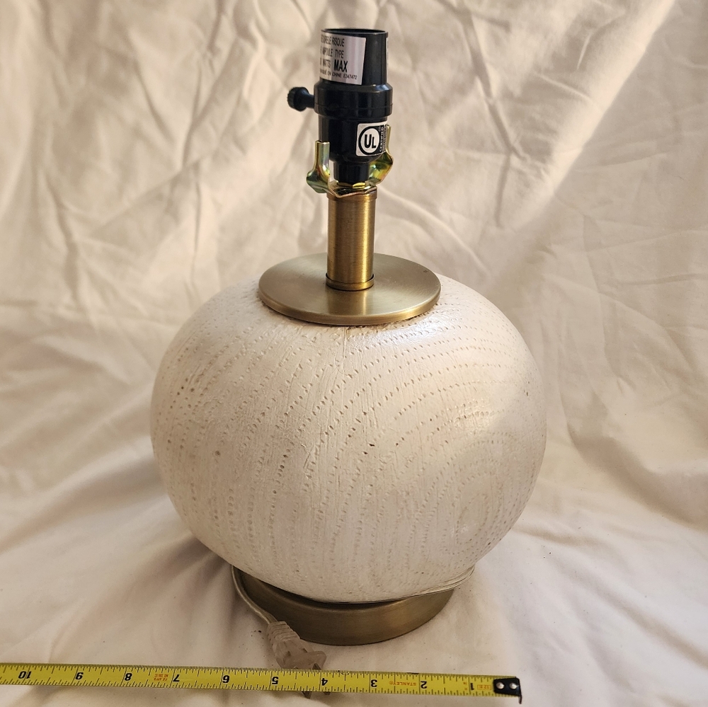 Faux Wood Ball Table Lamp Off White Small - Picture 4 of 9